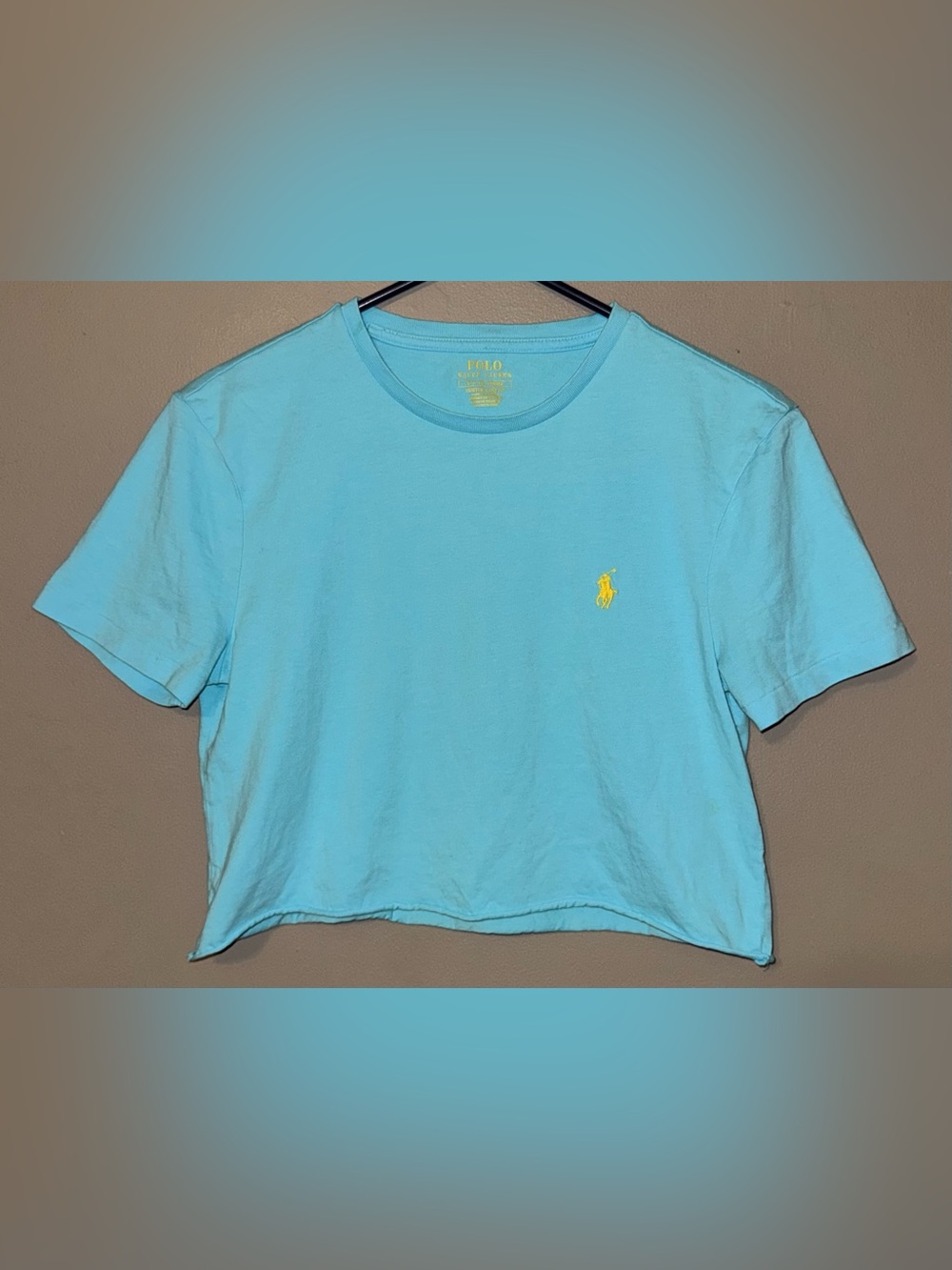 Polo Ralph Lauren Y2K Cropped T-shirt Teal Blue Embroidered Logo Women’s Small